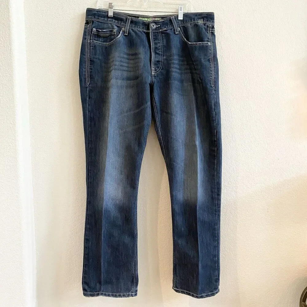 Caffeine NYC Jeans Mens 38x32 Downtown Slim Button Fly Flap Zip Back‎ Pockets